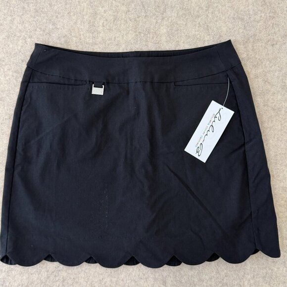 Lulu-B Pants - Lulu B Black Scalloped Skort Size 10 Pull On Golf Tennis Skirt NWT
